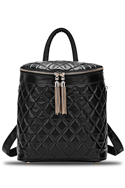 Chain Tassel Quilted Backpack Bucket Bag