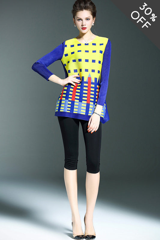 [30% OFF TILL 8 APR] Multi Block Print Ruffle Blouse Top and Tees