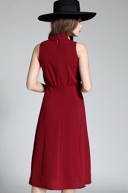 [30% OFF TILL 8 APR] Grace Stand Collar Formal Slim OL Midi Dress