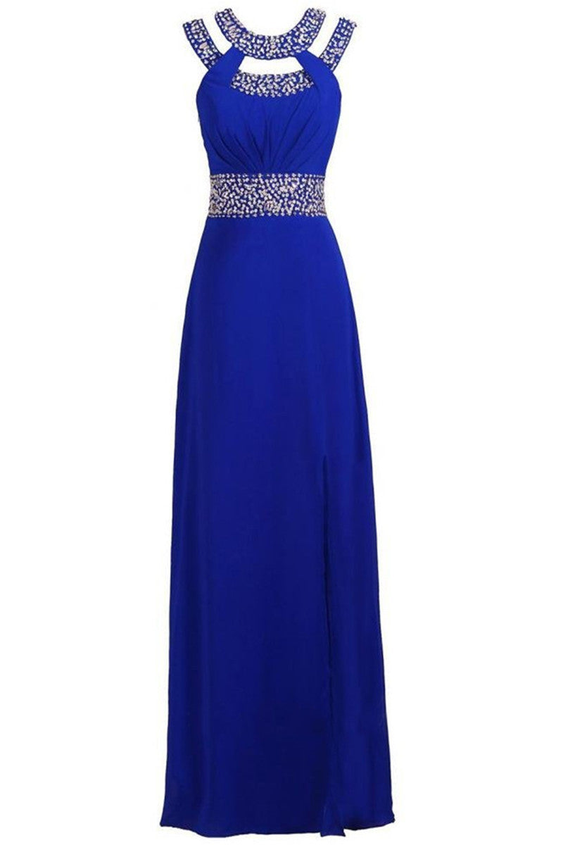Round Collar Sequins Bridesmaid Evening Bridal Long Dress