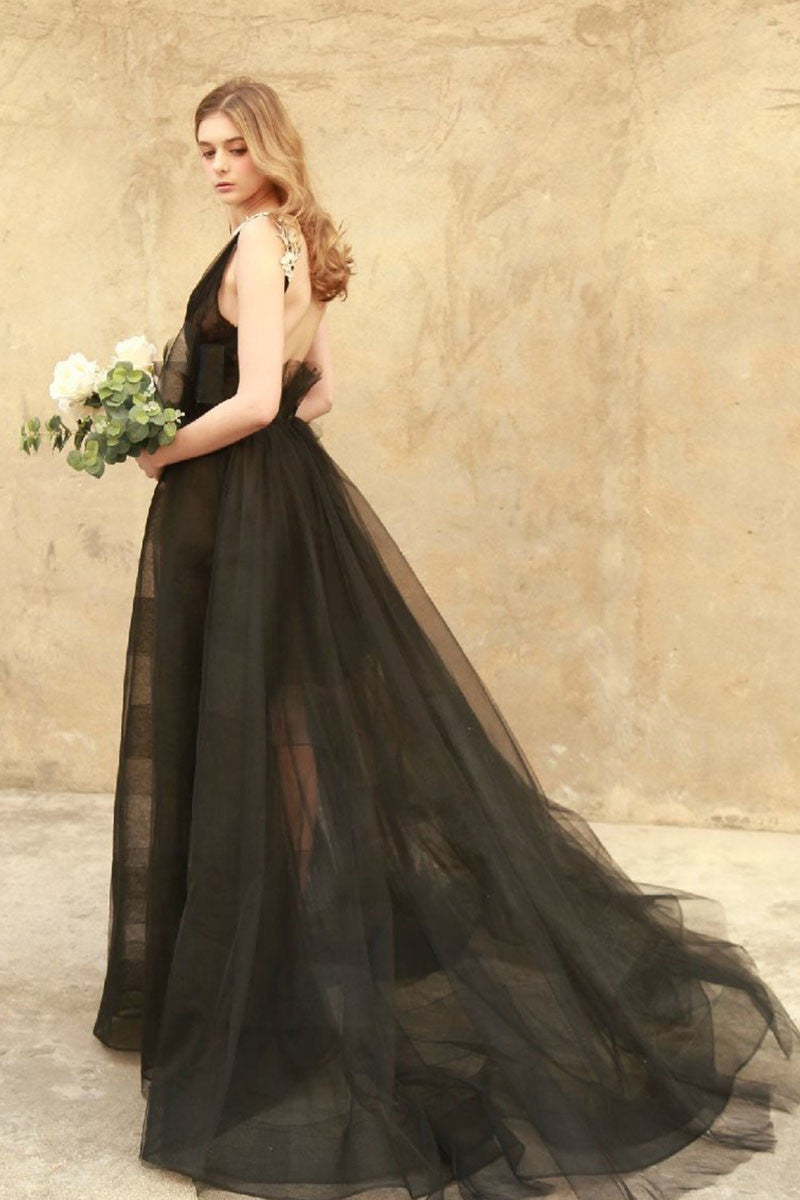 [50% OFF TILL 7 APR] Deep-V With Big Varabow Backless Long Mesh Party Dress