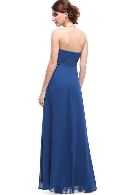 Strapless Sweetheart Rhinestone Ruffles Long Dress Gown
