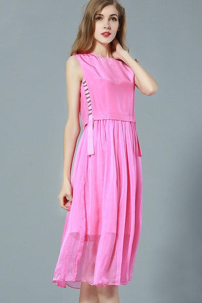 Ribbon With Beaded At Side Causal Dress