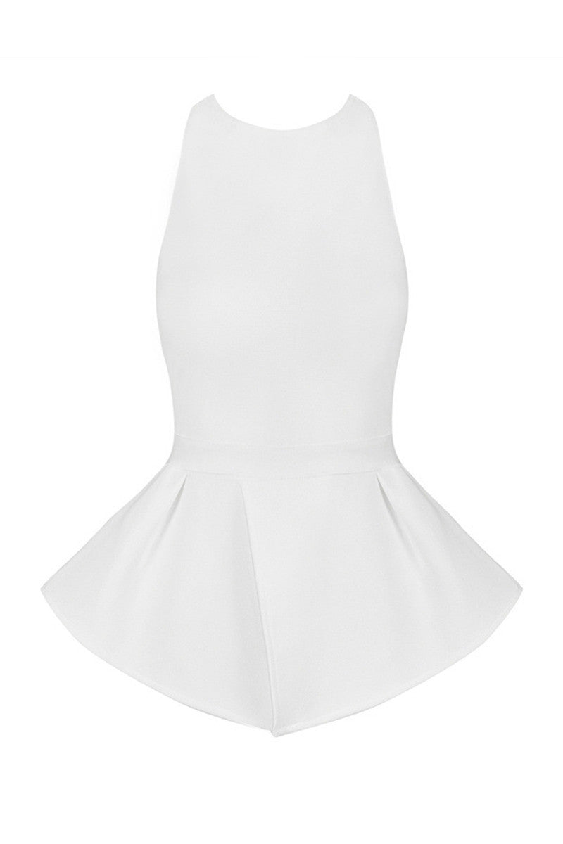 Halter Neck Peplum Backless Club Top