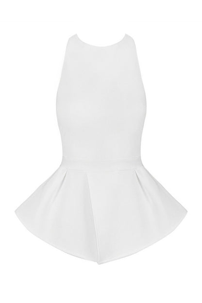 Halter Neck Peplum Backless Club Top