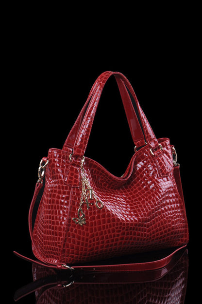 Classical Patent Leather Satchel Briefcase Shoulder Handbag