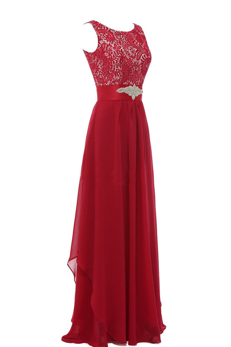 Round Collar Lace Applique Beaded Empire Waist Backless Flare Hem Tulle Gown Dress