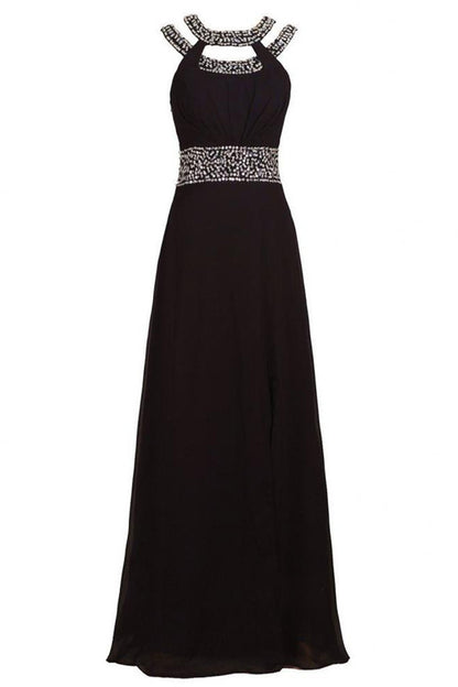 Round Collar Sequins Bridesmaid Evening Bridal Long Dress