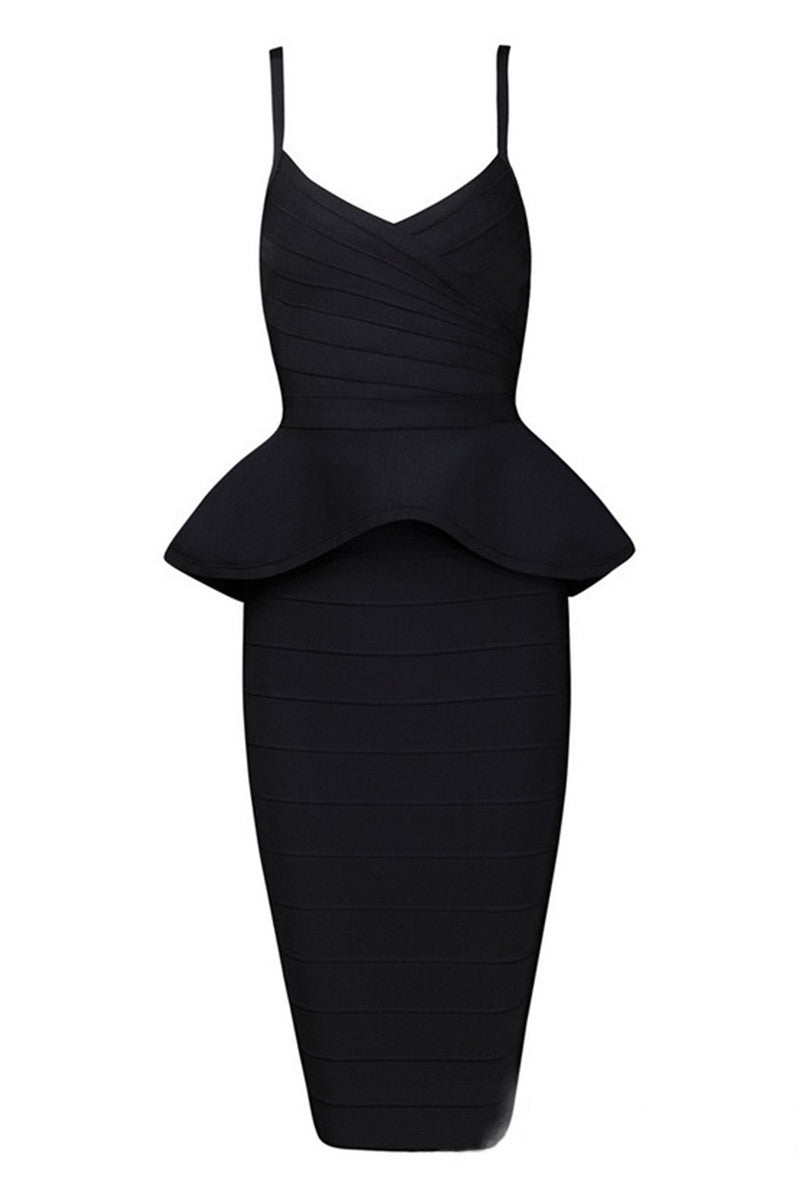Sexy Bodycon Peplum Two Piece Wrap Dress