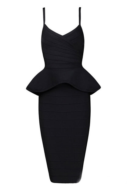 Sexy Bodycon Peplum Two Piece Wrap Dress