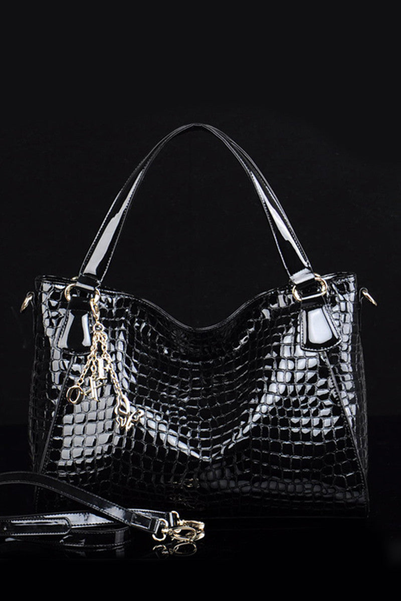 Classical Patent Leather Satchel Briefcase Shoulder Handbag