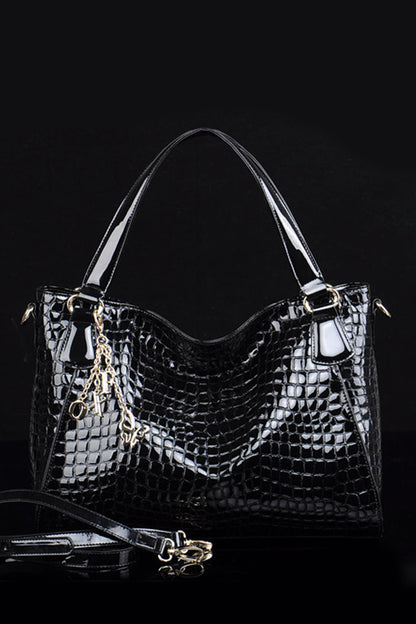 Classical Patent Leather Satchel Briefcase Shoulder Handbag