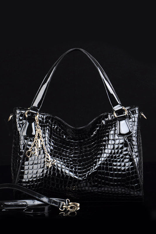 Classical Patent Leather Satchel Briefcase Shoulder Handbag