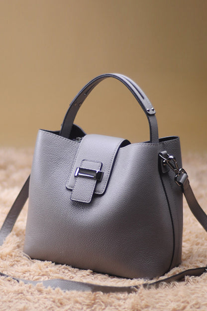 Solid Saddle Bucket Bag