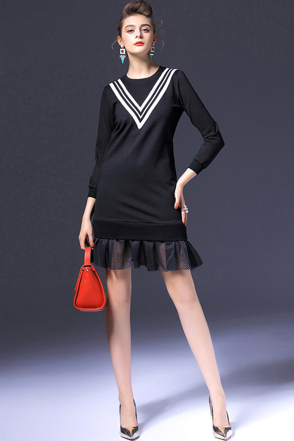 Mesh Decroration Midi Dress