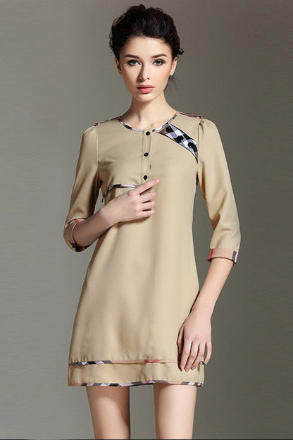 WOMEN'S GRACE WEAR TO WORK 3/4 SLEEVE ROUND NECK SHORT DRESS