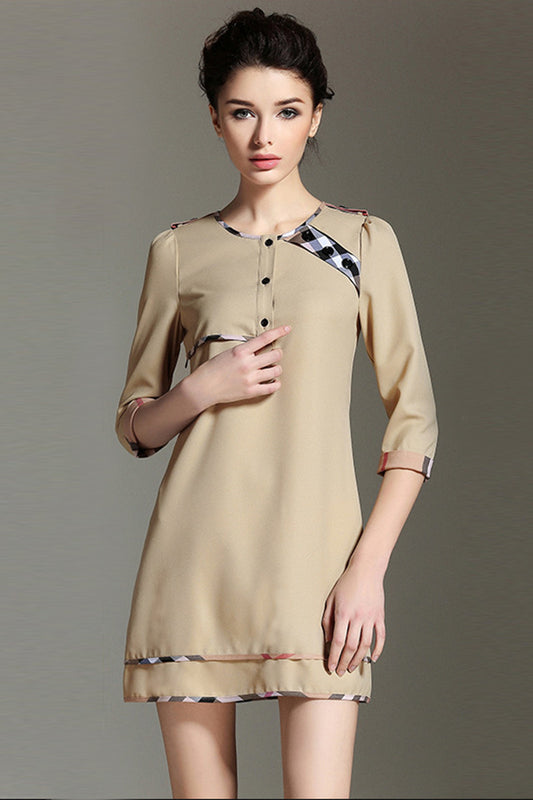 WOMEN'S GRACE WEAR TO WORK 3/4 SLEEVE ROUND NECK SHORT DRESS