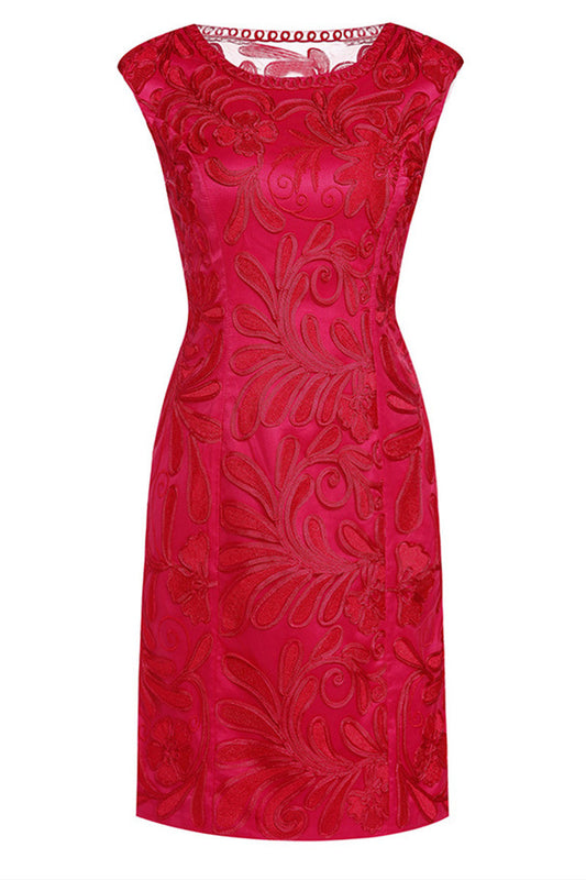 Round Collar Paisley Embroidery Slim Wrap  Dress